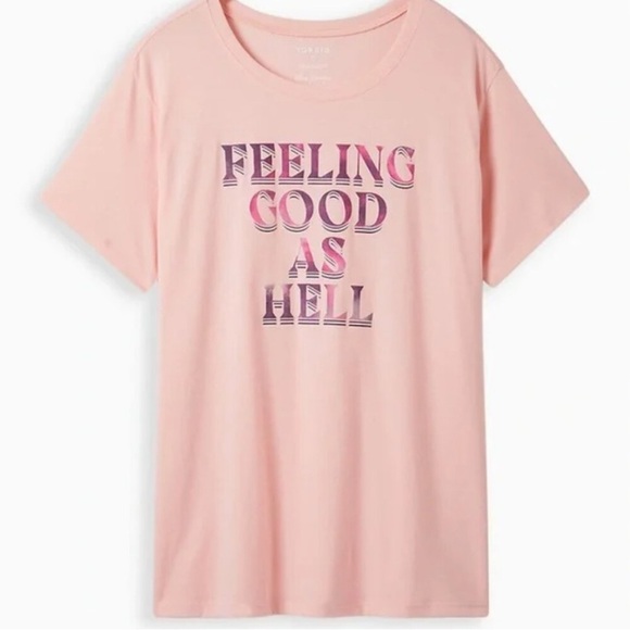 Torrid feeling good as hell light pink T-shirt - Picture 1 of 4